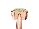 Rose gold Fancy Yellow Emerald  Cut Diamond Halo Engagement Ring with Split Shank and Four-Prong Setting_129