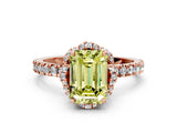 Rose gold Fancy Yellow Emerald Cut Diamond Halo Pave Band with Four-Prong Setting_3