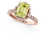 Rose gold Fancy Yellow Emerald Cut Diamond Halo Pave Band with Four-Prong Setting_4