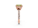 Rose gold Fancy Yellow Emerald Cut Diamond Halo Pave Band with Four-Prong Setting_5