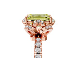 Rose gold Fancy Yellow Emerald Cut Diamond Halo Pave Band with Four-Prong Setting_8