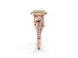 Rose gold Fancy Yellow Emerald Cut Diamond Halo Ring with Milgrain Pavé Band and Four-Prong Setting_39