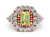 Rose gold Fancy Yellow Emerald Cut Diamond Halo Ring with Pavé Band and Four-Prong Setting_41