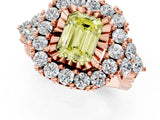 Rose gold Fancy Yellow Emerald Cut Diamond Halo Ring with Pavé Band and Four-Prong Setting_42