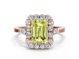 Rose gold Fancy Yellow Emerald Cut Diamond Halo Ring with Pear Side Stones and Prong Setting_50