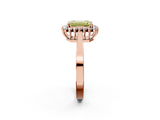 Rose gold Fancy Yellow Emerald  Cut Diamond Halo Ring with Round Brilliant Halo and Solitaire Band_89