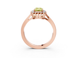 Rose gold Fancy Yellow Emerald  Cut Diamond Halo Ring with Round Brilliant Halo and Solitaire Band_90
