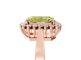 Rose gold Fancy Yellow Emerald  Cut Diamond Halo Ring with Round Brilliant Halo and Solitaire Band_92
