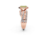 Rose gold Fancy Yellow Emerald Cut Diamond Halo Ring with Round Split Shank and Prong Setting_38