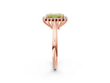 Rose gold Fancy Yellow Emerald  Cut Diamond Halo Ring with Solitaire Band and Prong Setting_55