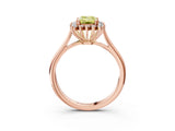 Rose gold Fancy Yellow Emerald  Cut Diamond Halo Ring with Solitaire Band and Prong Setting_56