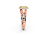 Rose gold Fancy Yellow Emerald Cut Diamond Halo Ring with Split Shank Pavé Band and Four-Prong Setting_2