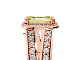 Rose gold Fancy Yellow Emerald Cut Diamond Halo Ring with Split Shank Pavé Band and Four-Prong Setting_5