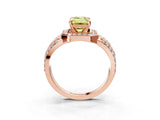 Rose gold Fancy Yellow Emerald Cut Diamond Halo Ring with Split Shank and Bezel Accents and Four-Prong Setting_3