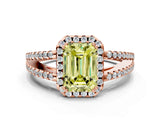 Rose gold Fancy Yellow Emerald Cut Diamond Halo Split Shank Engagement Ring_39