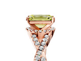 Rose gold Fancy Yellow Emerald Cut Diamond  Halo Twist Band Solitaire Prong Setting Ring_41