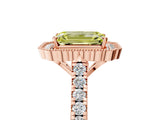 Rose gold Fancy Yellow Emerald  Cut Diamond Milgrain Floral Halo Engagement Ring with Pavé Band_20