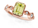 Rose gold Fancy Yellow Emerald  Cut Diamond Milgrain Marquise Band with Prong Setting_4