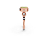 Rose gold Fancy Yellow Emerald  Cut Diamond Milgrain Marquise Band with Prong Setting_5