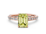 Rose gold Fancy Yellow Emerald  Cut Diamond Pavé Band Ring with Four-Prong Setting_24