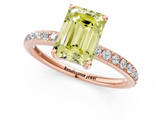 Rose gold Fancy Yellow Emerald  Cut Diamond Pavé Band Ring with Four-Prong Setting_25