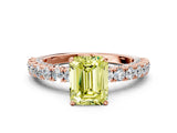 Rose gold Fancy Yellow Emerald Cut Diamond Pavé Band Solitaire Ring with Prong Setting_75