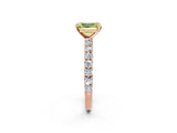 Rose gold Fancy Yellow Emerald Cut Diamond Pavé Band Solitaire Ring with Prong Setting_77