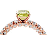 Rose gold Fancy Yellow Emerald Cut Diamond Pavé Band Solitaire Ring with Prong Setting_79