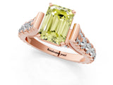 Rose gold Fancy Yellow Emerald  Cut Diamond Pavé Band Solitaire with Four-Prong Setting_16