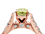 Rose gold Fancy Yellow Emerald  Cut Diamond Pavé Band Solitaire with Four-Prong Setting_19