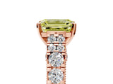 Rose gold Fancy Yellow Emerald  Cut Diamond Pavé Band Solitaire with Four-Prong Setting_20