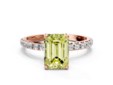 Rose gold Fancy Yellow Emerald  Cut Diamond Pavé Band Solitaire with Four-Prong Setting_3