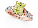 Rose gold Fancy Yellow Emerald  Cut Diamond Pavé Band Solitaire with Four-Prong Setting_4