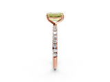 Rose gold Fancy Yellow Emerald  Cut Diamond Pavé Band Solitaire with Four-Prong Setting_5