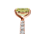 Rose gold Fancy Yellow Emerald  Cut Diamond Pavé Band Solitaire with Four-Prong Setting_8