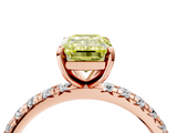 Rose gold Fancy Yellow Emerald  Cut Diamond Pavé Band with Four-Prong Setting_24