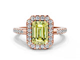 Rose gold Fancy Yellow Emerald Cut Diamond Pavé Halo Ring with Four-Prong Setting_35