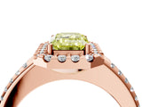 Rose gold Fancy Yellow Emerald Cut Diamond Pavé Halo Ring with Four-Prong Setting_39