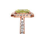 Rose gold Fancy Yellow Emerald Cut Diamond Pavé Halo Ring with Four-Prong Setting_40