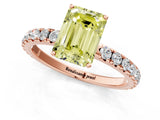 Rose gold Fancy Yellow Emerald Cut Diamond Pavé Solitaire Engagement Ring with Four-Prong Setting_71