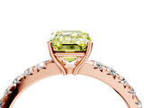 Rose gold Fancy Yellow Emerald Cut Diamond Pavé Solitaire Engagement Ring with Four-Prong Setting_74