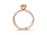 Rose gold Fancy Yellow Emerald Cut Diamond Pavé Solitaire Ring with Round Band and Prong Setting_15