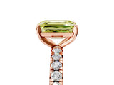 Rose gold Fancy Yellow Emerald Cut Diamond Pavé Solitaire Ring with Round Band and Prong Setting_17