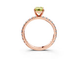 Rose gold Fancy Yellow Emerald Cut Diamond Pavé Solitaire Ring with Round Band and Prong Setting_27