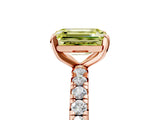 Rose gold Fancy Yellow Emerald Cut Diamond Pavé Solitaire Ring with Round Band and Prong Setting_29