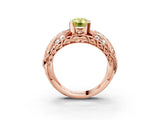 Rose gold Fancy Yellow Emerald Cut Diamond Pave Art Deco Split Shank Ring with Four-Prong Setting_3