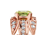 Rose gold Fancy Yellow Emerald Cut Diamond Pave Art Deco Split Shank Ring with Four-Prong Setting_5