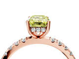 Rose gold Fancy Yellow Emerald Cut Diamond Pave Band Solitaire Ring with Four-Prong Setting_61