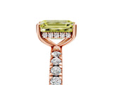 Rose gold Fancy Yellow Emerald Cut Diamond Pave Band Solitaire Ring with Four-Prong Setting_62