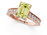 Rose gold Fancy Yellow Emerald  Cut Diamond Pave Band with Four-Prong Setting_21